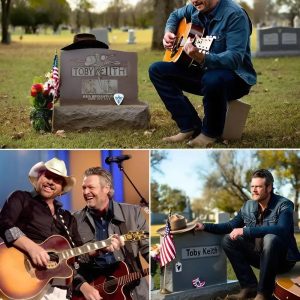 “He stood alone… but his voice carried two hearts” — Blake Shelton quietly visits Toby Keith’s grave and sings the song they never got to finish