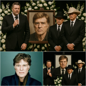 Blake Shelton, along with country music legends George Strait and Alan Jackson, slipped into Robert Redford’s funeral with no cameras, no entourage—just sad faces and heavy hearts…… Blake Shelton, along with country music legends George Strait and Alan Jackson, slipped into Robert Redford’s funeral with no cameras, no entourage—just sad faces and heavy hearts……