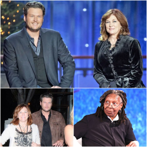 “Don’t touch my family!” Blake Shelton SHOCKED EVERYONE at the press conference when Whoopi Goldberg insulted him by saying he was “a country-singing monkey whose mother has dementia.” Blake Shelton’s immediate explosive reaction said it all.