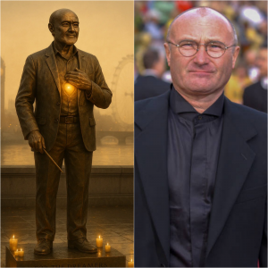 PHIL COLLINS BRONZE STATUE UNVEILED — WITH A SURPRISE INSIDE! PHIL COLLINS BRONZE STATUE UNVEILED — WITH A SURPRISE INSIDE!